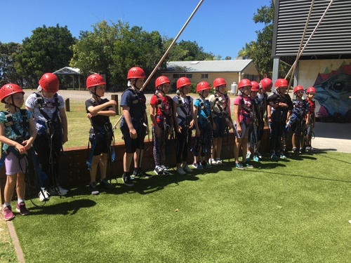 group of students ready for a camp activity